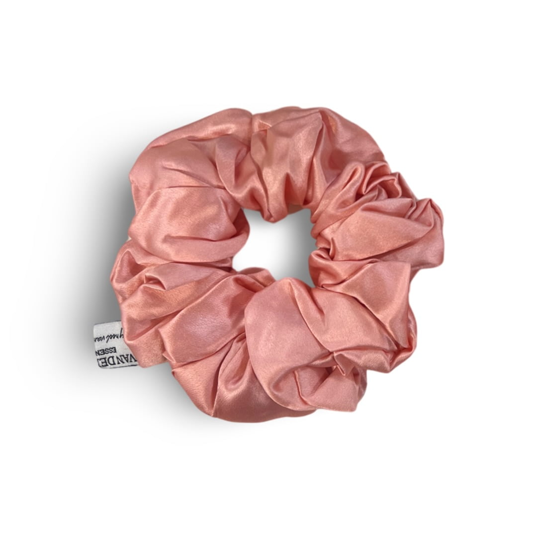 Luxury Silk Scrunchie • Peachy Rose size L