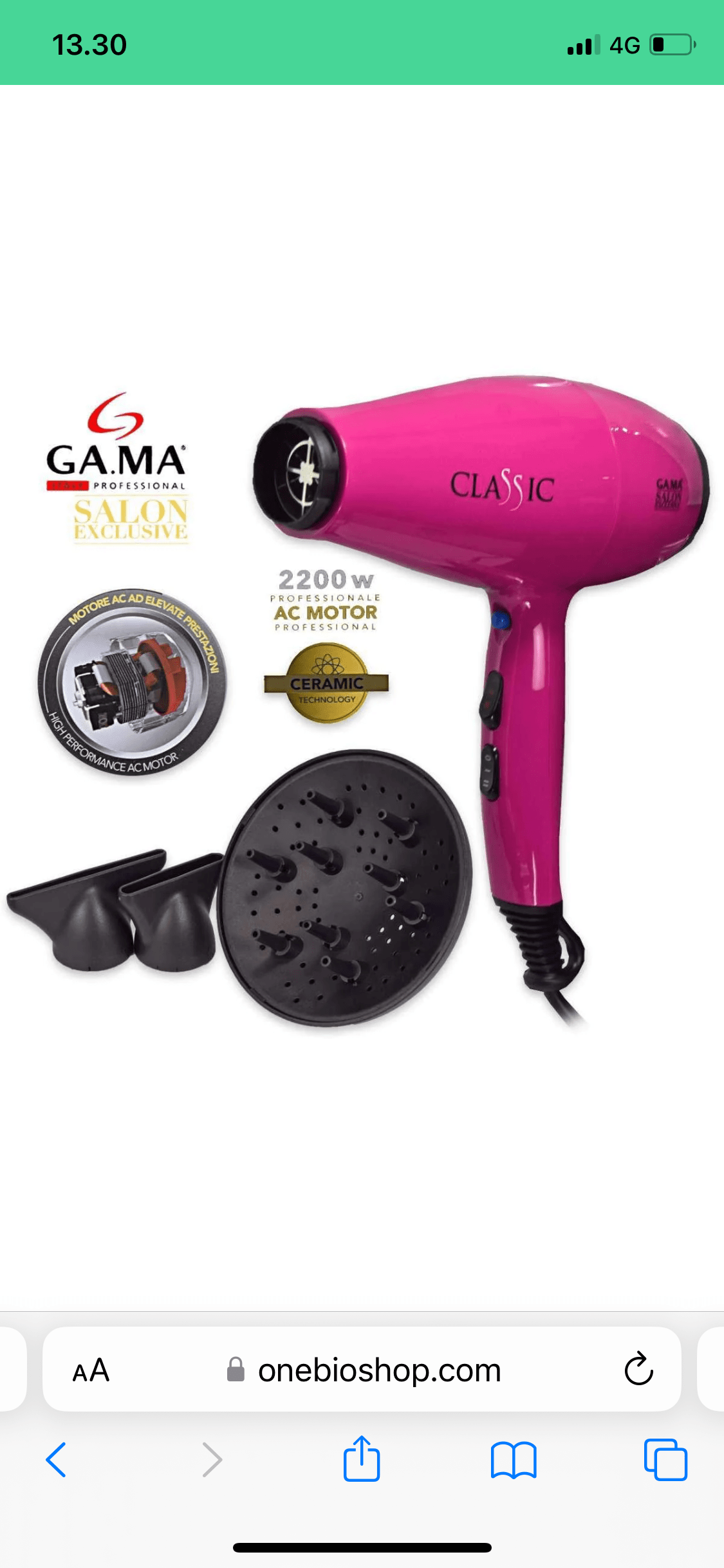Føntørre - GA.MA CLASSIC PINK PROFESSIONAL. Effektiv og kraftig.
