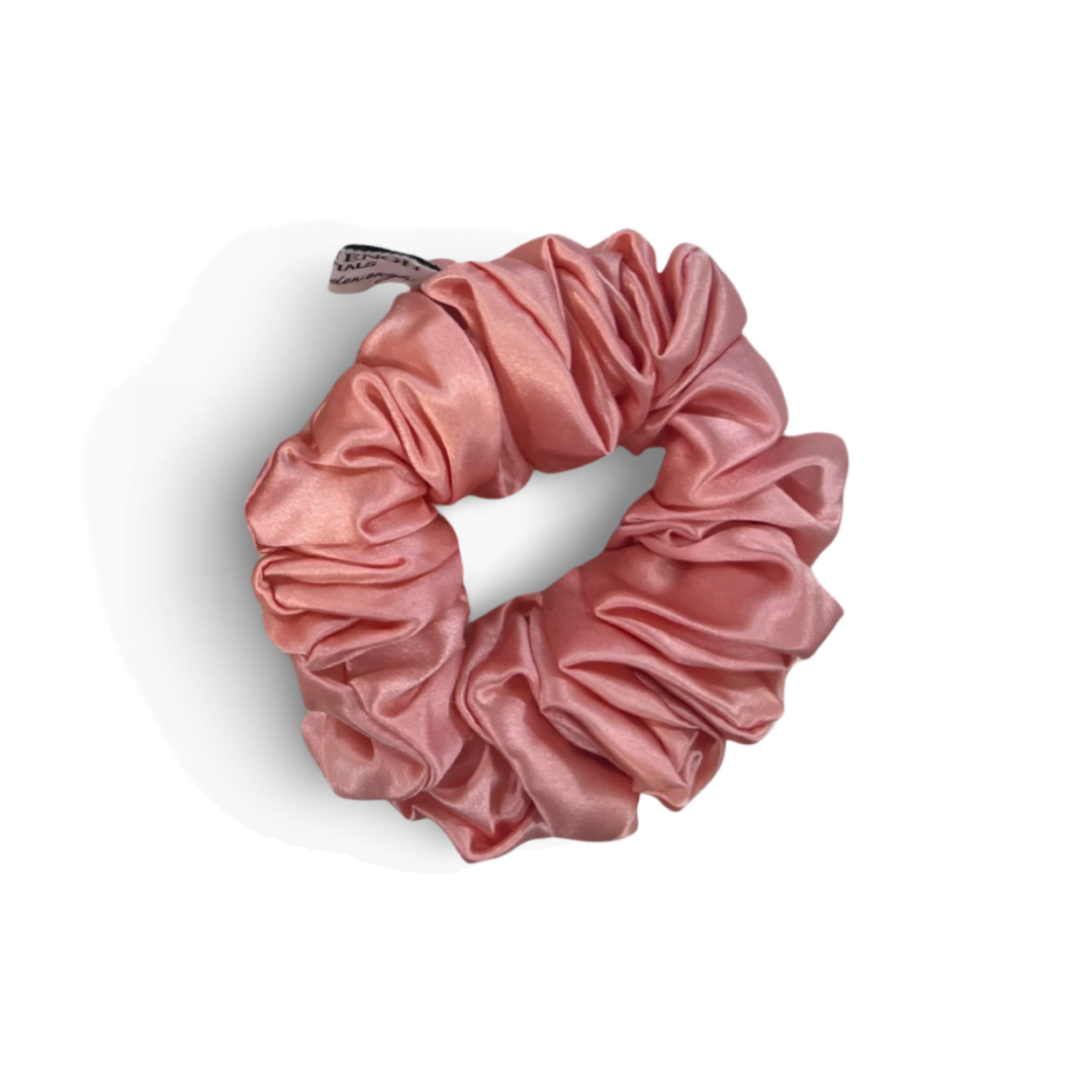 Luxury Silk Scrunchie • Peachy Rose size M